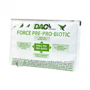 DAC Force Pre-Pro-Biotic 10 gr, (probióticos + prebióticos). Para palomas y pájaros