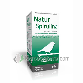 Spirulina para canarios: Avizoon Natur Spirulina 50 gr, (contiene un 60% de proteínas, vitaminas y aminoácidos). Para pájaros