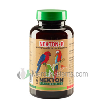 Nekton R 150gr, (pigmento cantaxantina enriquecido con vitaminas, minerales y oligoelementos). Para pájaros de plumaje rojo