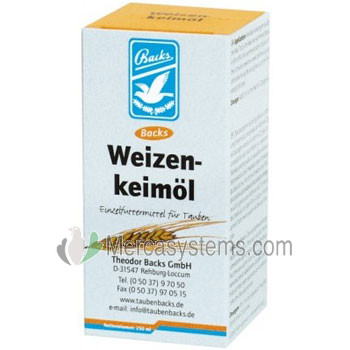 Backs Aceite de germen de trigo 250 ml (mejora la fertilidad). Para pájaros