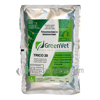 Greenvet Trico 20 100gr, (tratamiento y prevención de la tricomoniasis)